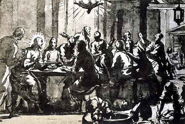 The Last Supper Oil Painting - Domenico Tintoretto