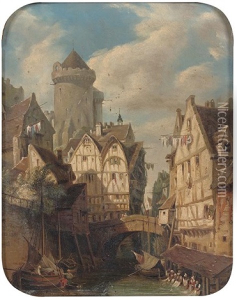 Vue D'une Ville Oil Painting - Hippolyte Jean Baptiste Garneray