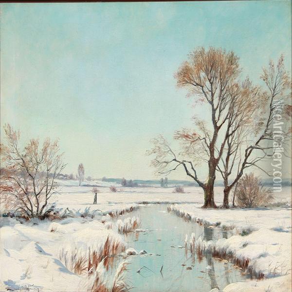 Winter Day On The Country Oil Painting - Sigvard Hansen