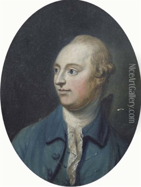 Portrait Of The Right Honourable John Beresford, Head And Shoulders, In A Blue Jacket And White Cravat Oil Painting - Thomas Hickey