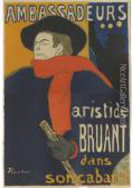 Ambassadeurs, Aristide Bruant (d. 343; A. 6; W. P4; Adr. 3) Oil Painting - Henri De Toulouse-Lautrec
