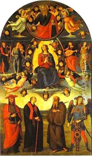 The Assumption Of The Virgin With Saints 1500 Oil Painting - Pietro Vannucci Perugino