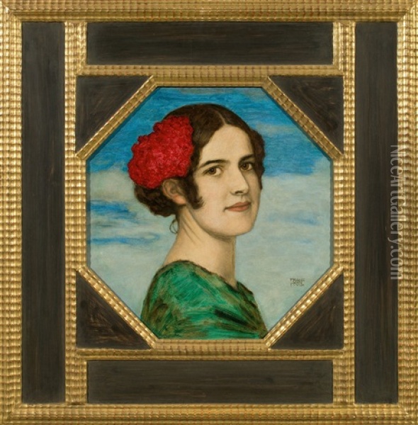 Daughter Mary As Spaniard Oil Painting - Franz von Stuck