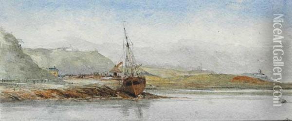 View Of Harbour From Whitepoint, Tide Out Oil Painting - Walter Frederick Osborne