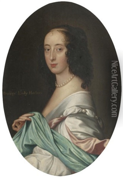 Portrait Of Penelope Herbert (nee Naunton), Countess Of Pembroke Oil Painting - Gerrit Van Honthorst