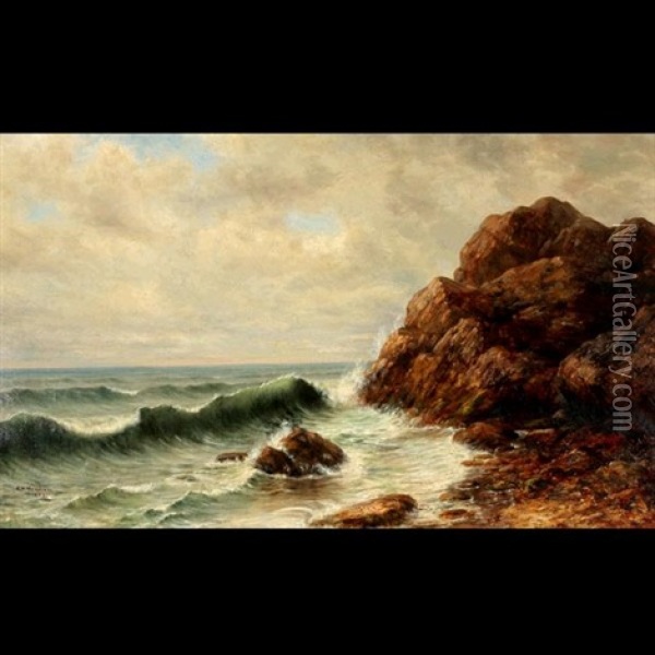 Crashing Surf On Rocks Oil Painting - Kate White Newhall