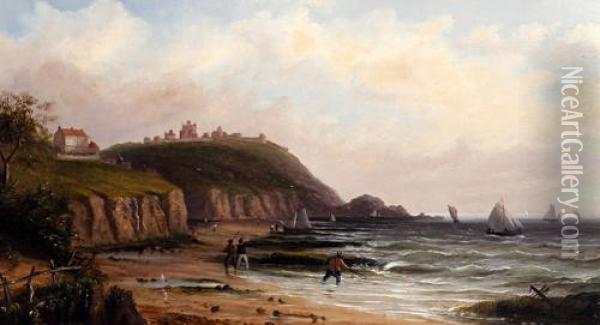 Coastal Scene With Fishing Boats Approaching Shore Oil Painting - Millson Hunt