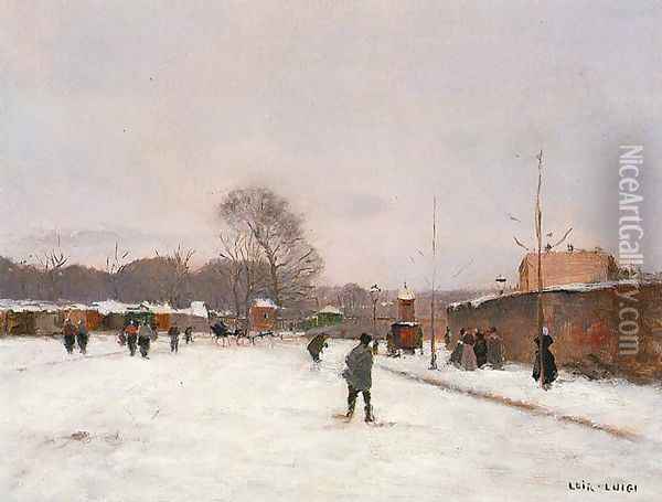 Paris in Winter Oil Painting - Luigi Loir