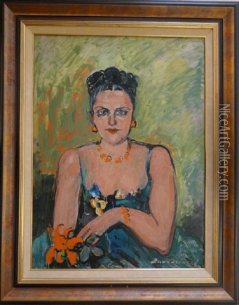 Portrait De Femme Oil Painting - Czeslaw Zawadzinski
