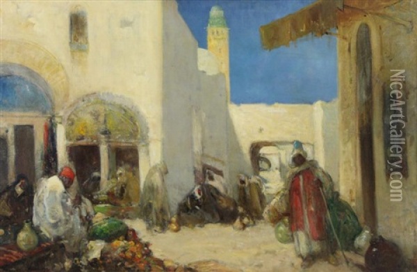 Orientalist Market Scene Oil Painting - Dudley Hardy