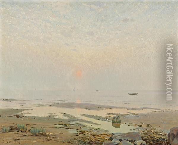 A Beach At Low Tide Oil Painting - Richard Alexandrovich Bergholz
