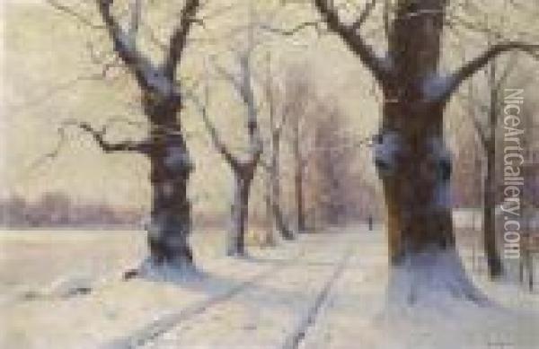 Winterliche Allee Oil Painting - Walter Moras