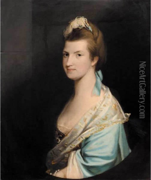 Portrait Of A Lady Oil Painting - Josepf Wright Of Derby