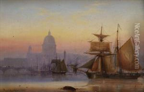 Thames Viewnear St Paul's Cathedral Oil Painting - Charles John de Lacy