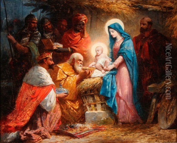 The Adoration Of The Magi Oil Painting - Jules David