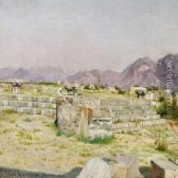 Foro Triancolare, Pompei Oil Painting - Josef Theodor Hansen