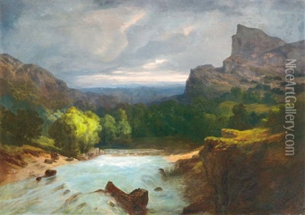 Mountain View Oil Painting - Karoly Telepy