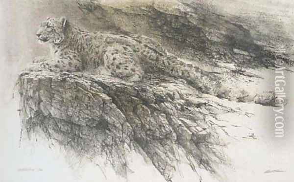 Leopard on a rock Oil Painting - Robert Bateman