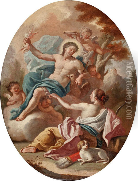 Jupiter Y Diana Cazadora Oil Painting - Francesco Solimena