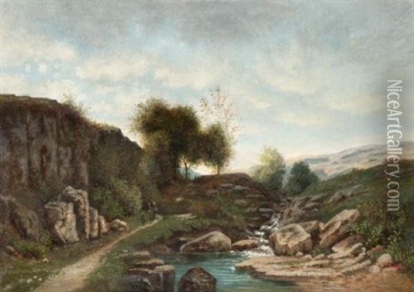 Promenade En Montagne Oil Painting - Horace-Antoine Fonville