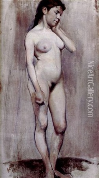 Akt Dziewczyny Oil Painting - Stanislaw Wyspianski