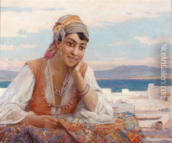 Reverie Sur Les Toits De Tanger Oil Painting - Louis Auguste Girardot