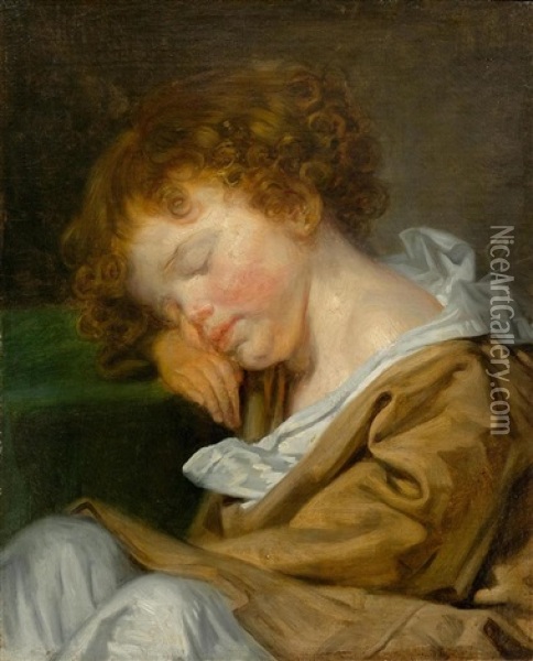 A Sleeping Young Boy Oil Painting - Jean Baptiste Greuze