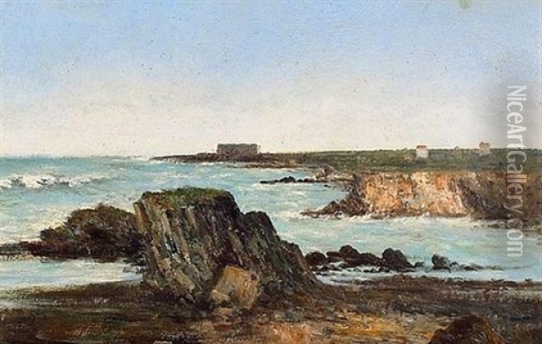 La Villa Sarah Bernhardt Sur La Pointe Des Poulains A Belle Ile En Mer Oil Painting - Alfred Godchaux