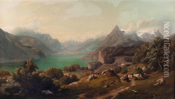 Blick Auf Den Vierwaldstattersee In Der Schweiz Oil Painting - Carl Friedrich Seiffert