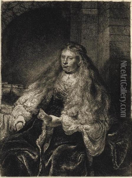 The Great Jewish Bride (b., Holl. 340; H. 127) Oil Painting - Rembrandt Van Rijn