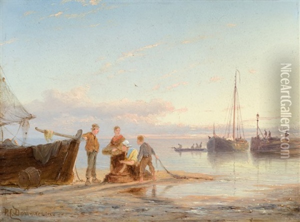 Kustenszenerie Oil Painting - Pieter Cornelis Dommershuijzen