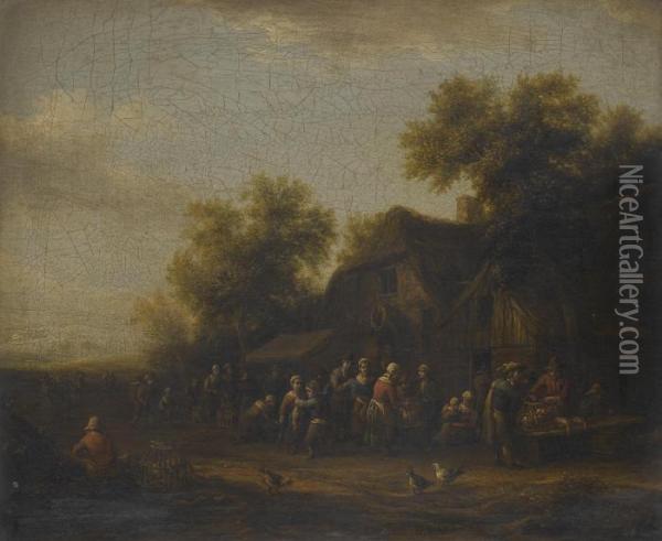 A Fish Market In A Village Square Oil Painting - Barend Gael or Gaal