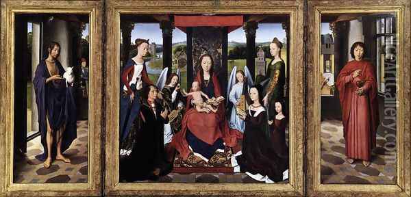 The Donne Triptych c. 1475 Oil Painting - Hans Memling