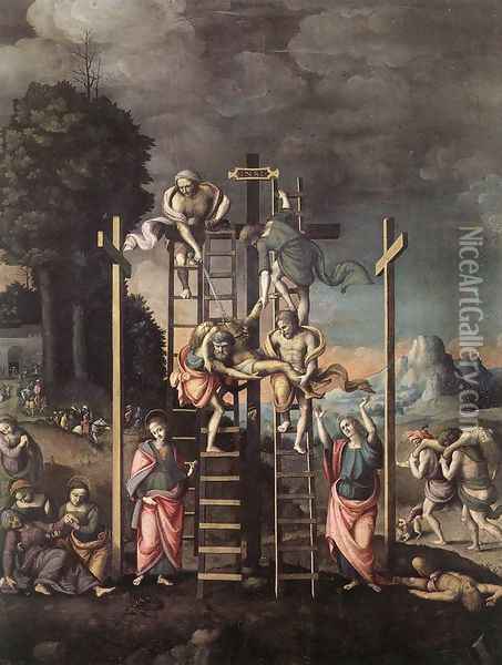Deposition c. 1518 Oil Painting - Francesco Ubertini Bacchiacca II