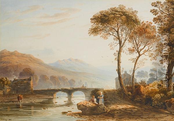 Varley, O.w.s. Bedgellert Bridge, North Wales Oil Painting - John Varley