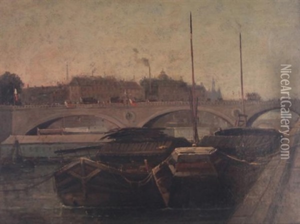 Le Pont Louis-philippe Sur La Seine Oil Painting - Gustave Mascart