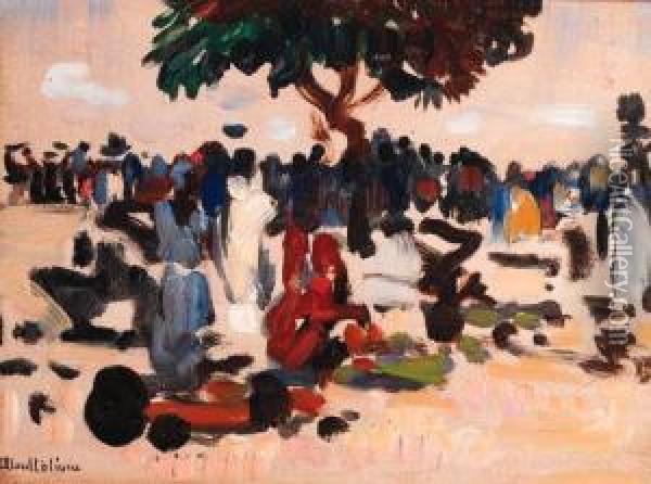 Marketscene In Luluabourg Oil Painting - Fernand Allard L'Olivier