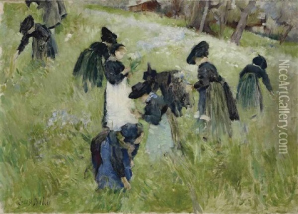 Les Femmes Dans Les Champs Oil Painting - Ernest Bieler