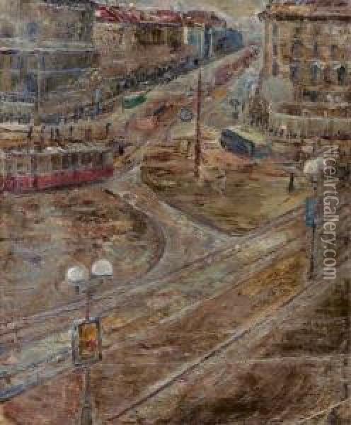 Paesaggio Urbano, (sanpietroburgo) - 1929 Oil Painting - Natalia Ponomareva