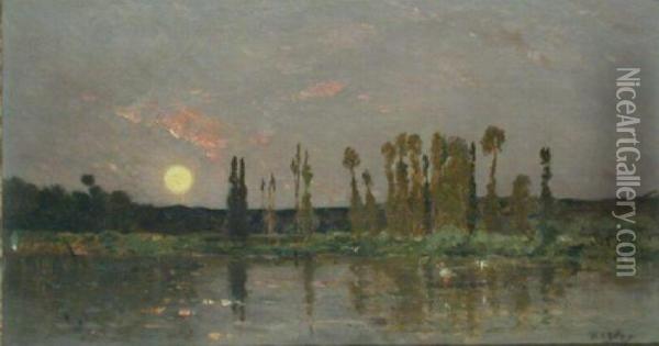Sunrise Along A River Oil Painting - Hippolyte Camille Delpy