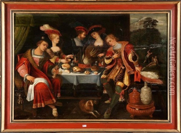 Lazare Et Le Mauvais Riche Oil Painting - Gaspar van den Hoecke