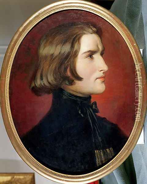 Portrait of Franz Liszt (1811-86), 1838 Oil Painting - Charles Edouard Boutibonne