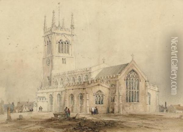 Ilford Church Oil Painting - Samuel Prout