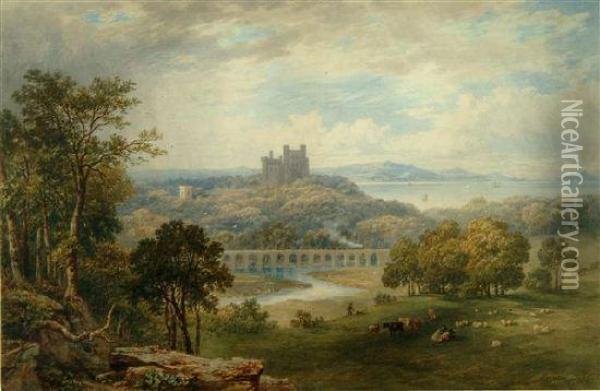 Penrhyn Castle Looking Towards Anglesey Oil Painting - Maria Gastineau