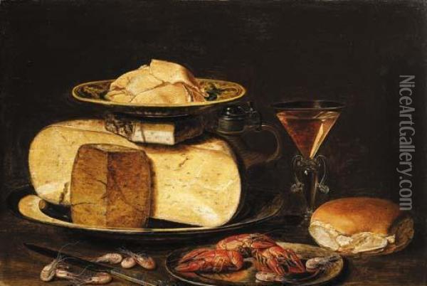 Slices Of Butter On A Wanli 'kraak' Porselein Plate Oil Painting - Clara Peeters