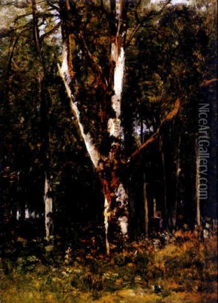 Prachtvolle Waldlandschaft Mit Figurenstaffage Oil Painting - Louis Aime Japy