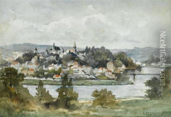 View Of A Town Oil Painting - Henri-Joseph Harpignies