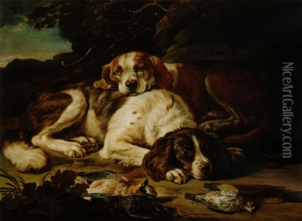 Hounds And Game Oil Painting - David de Coninck
