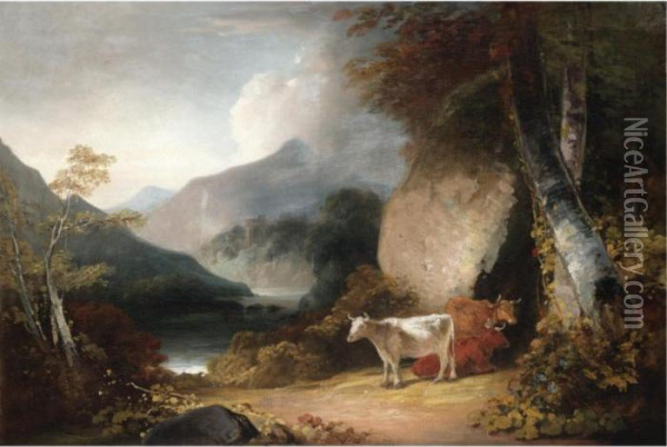 Dolbadarn Castle And Llyn Peris With A View Of Snowdon Oil Painting - John Hoppner