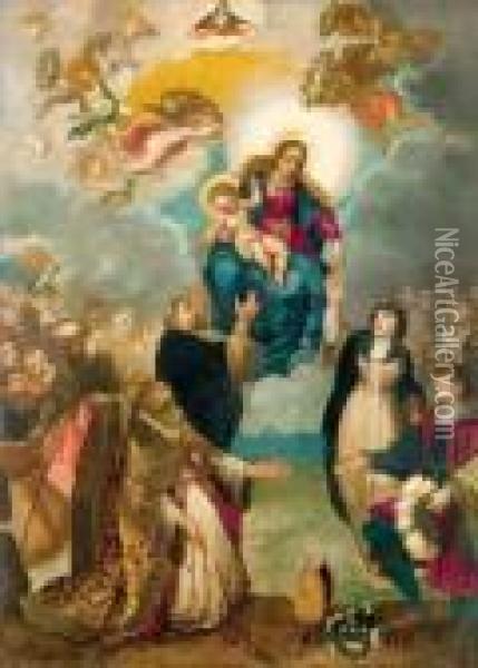 Apparition De La Vierge Et De L'enfant Jesus Dans Les Nuees Oil Painting - Giulio Cesare Procaccini